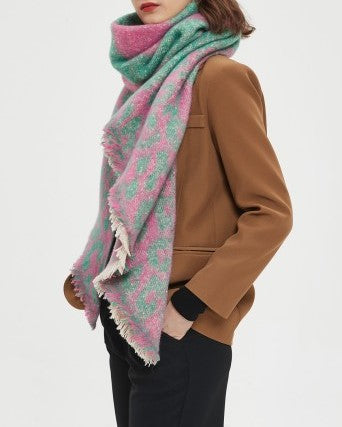 Leopard Print Soft Shawl Scarf Wrap - green - 8
