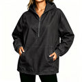 Kangaroo Pocket Denim Anorak Hoodie - Black