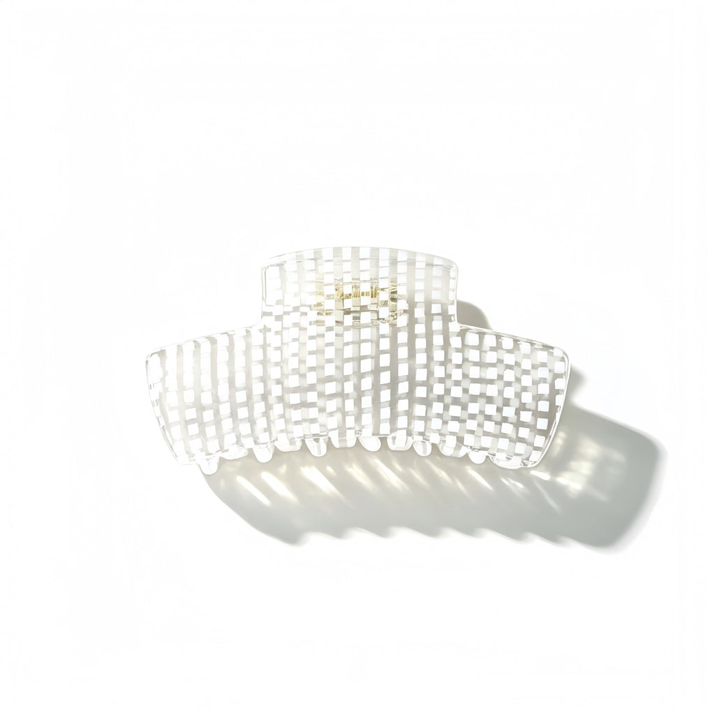 Waffle Textured Large Hair Claw Clip - White