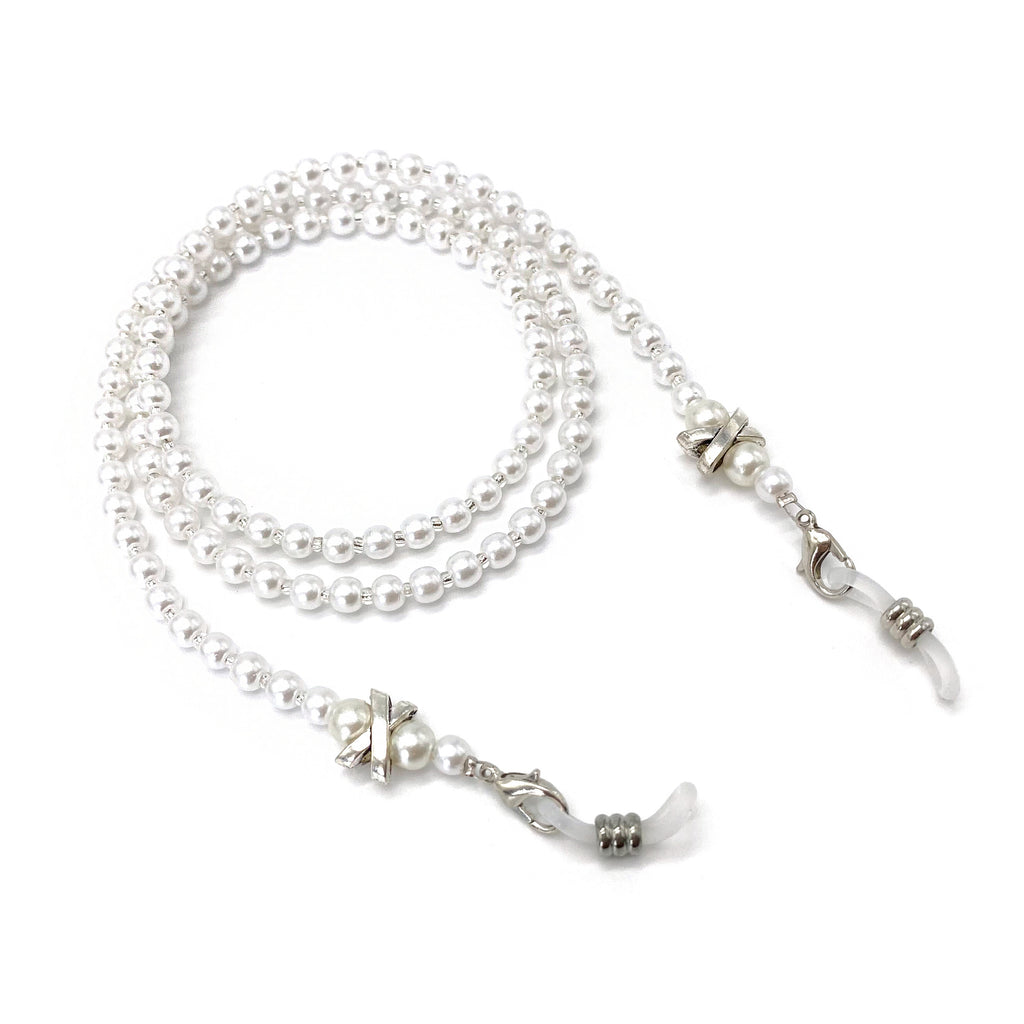 Classic Faux Pearl Glasses Chain - White