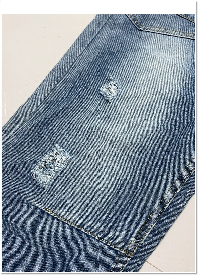 Distressed Straight Leg Baggy Carpenter Jeans - Blue - 5