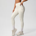 Double Brushed High Waist Side Pocket Yoga Leggings - Ivory