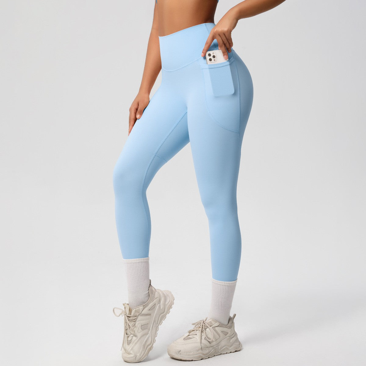 Double Brushed High Waist Side Pocket Yoga Leggings