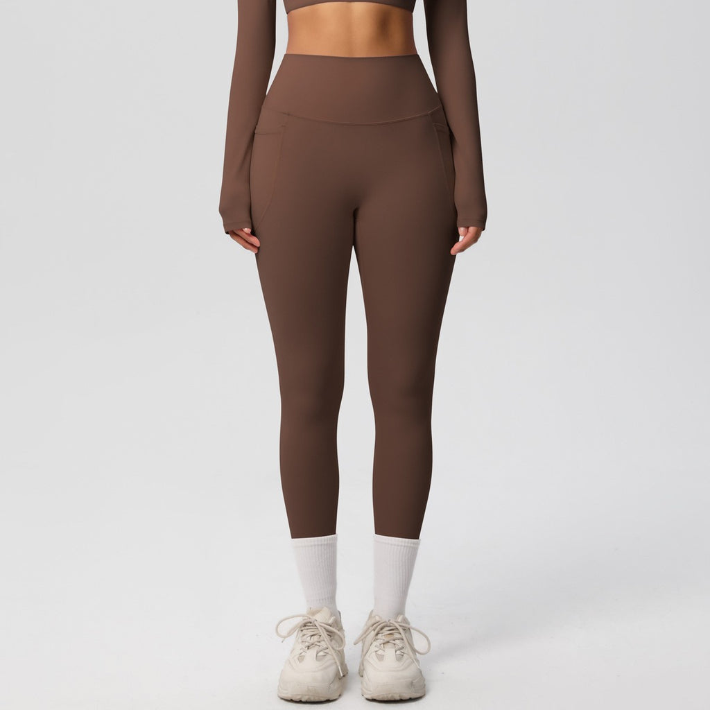 Double Brushed High Waist Side Pocket Yoga Leggings