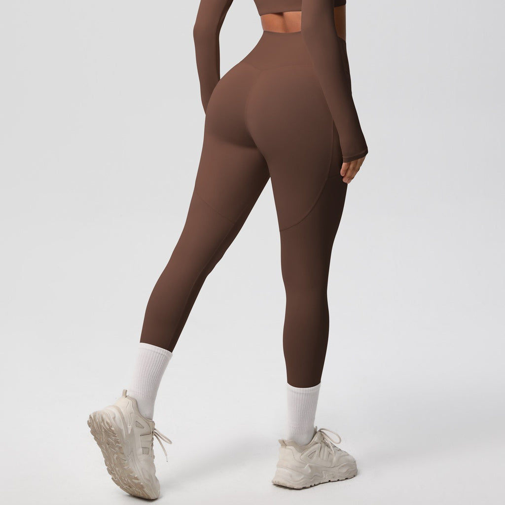 Double Brushed High Waist Side Pocket Yoga Leggings