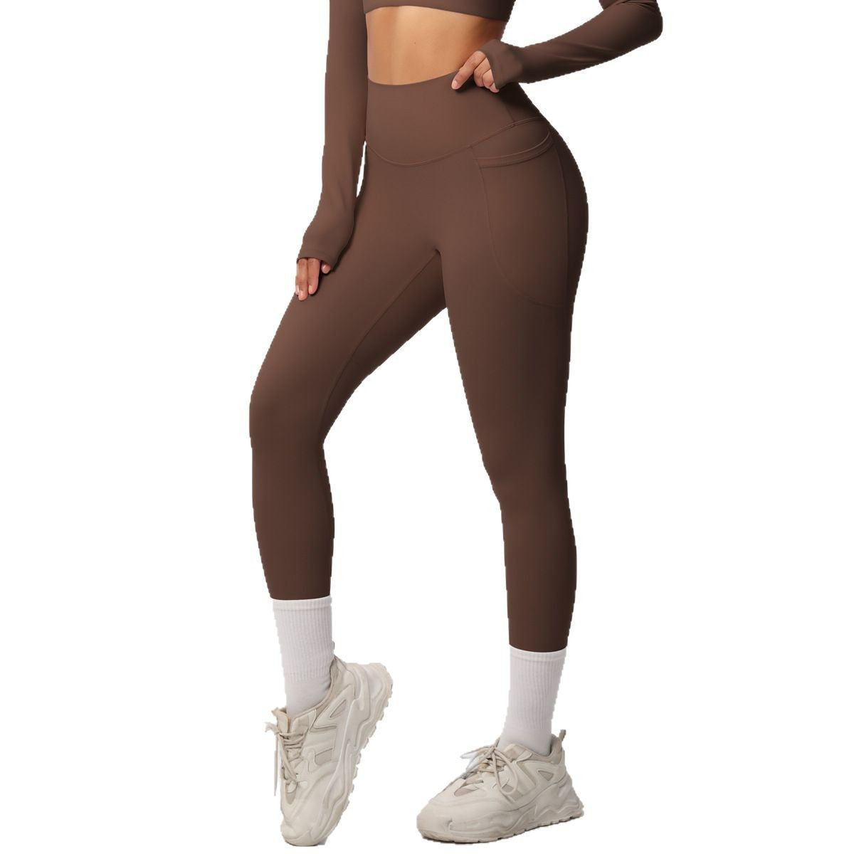 Double Brushed High Waist Side Pocket Yoga Leggings
