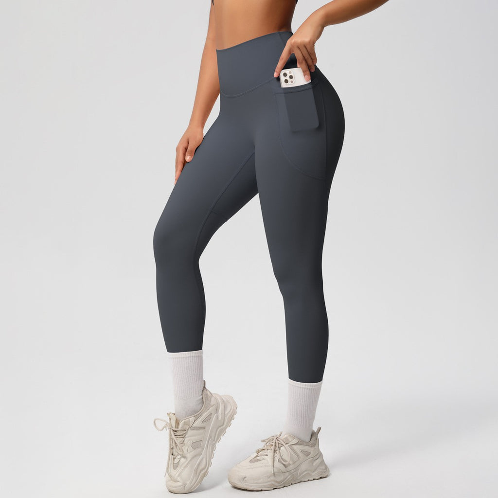 Double Brushed High Waist Side Pocket Yoga Leggings