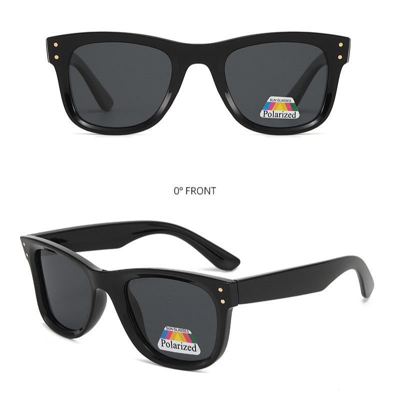 Classic Square Frame Polarized Sunglasses - BLACK