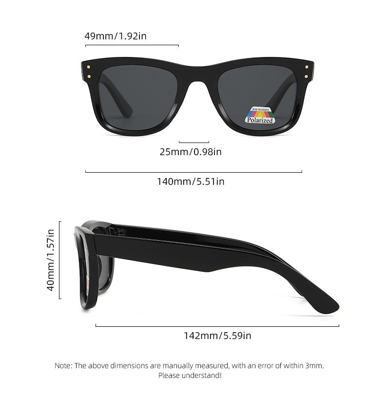 Classic Square Frame Polarized Sunglasses - BLACK - 1