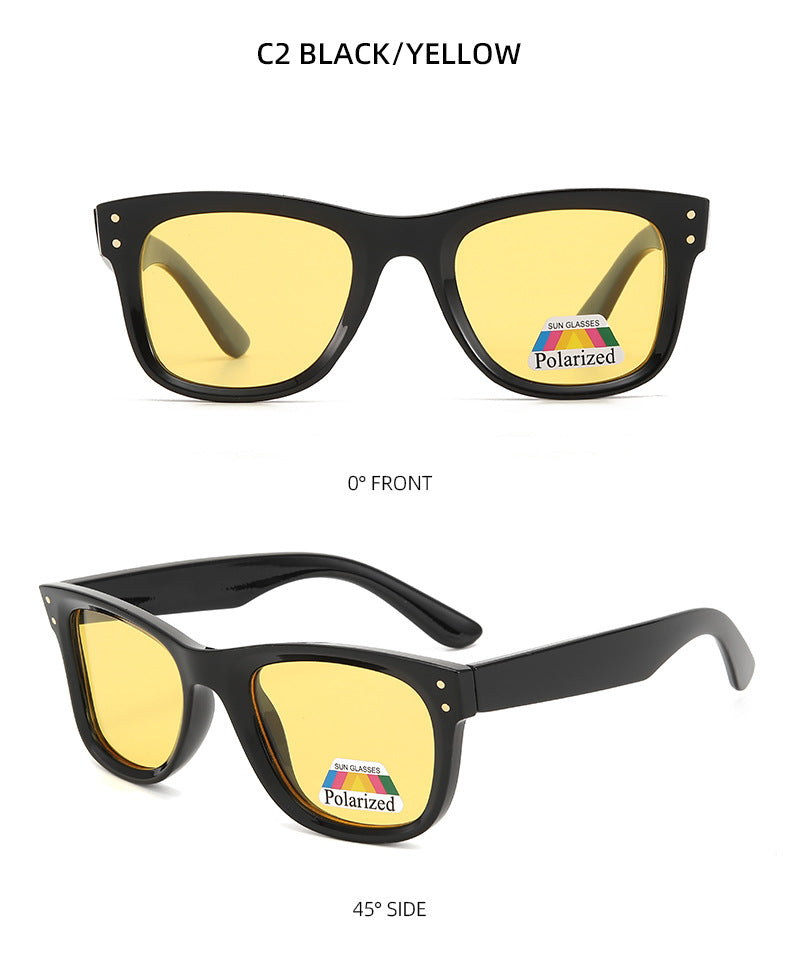 Classic Square Frame Polarized Sunglasses - B_YELLOW