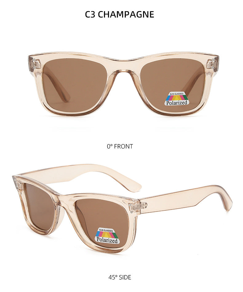 Classic Square Frame Polarized Sunglasses - CHAMPAGNE