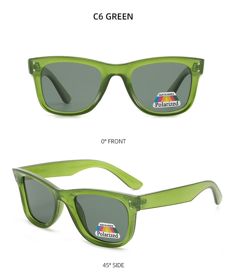 Classic Square Frame Polarized Sunglasses - GREEN