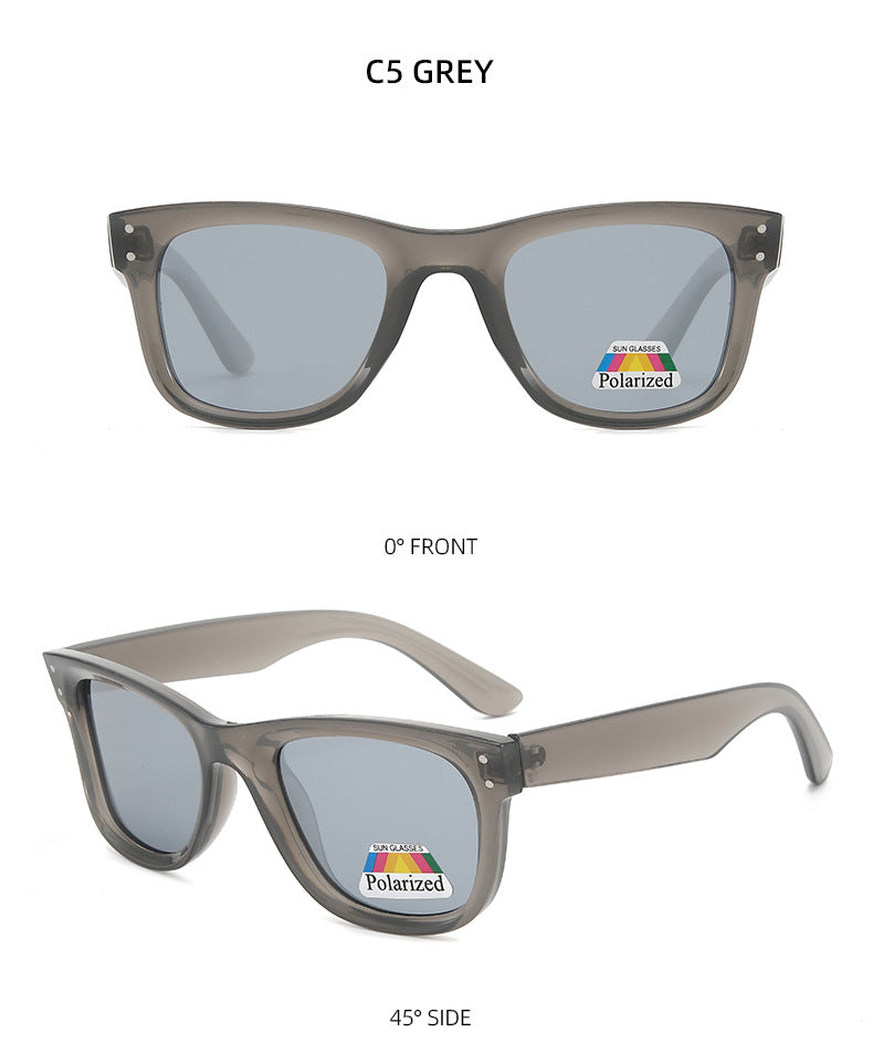Classic Square Frame Polarized Sunglasses - GREY