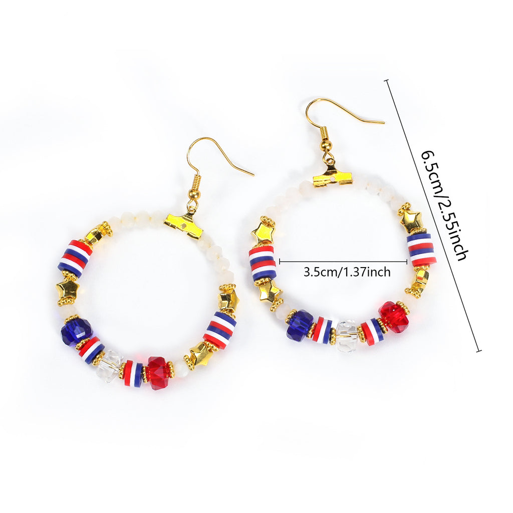 Americana Beaded Hoop Dangle Earrings - Beads-1 - 1