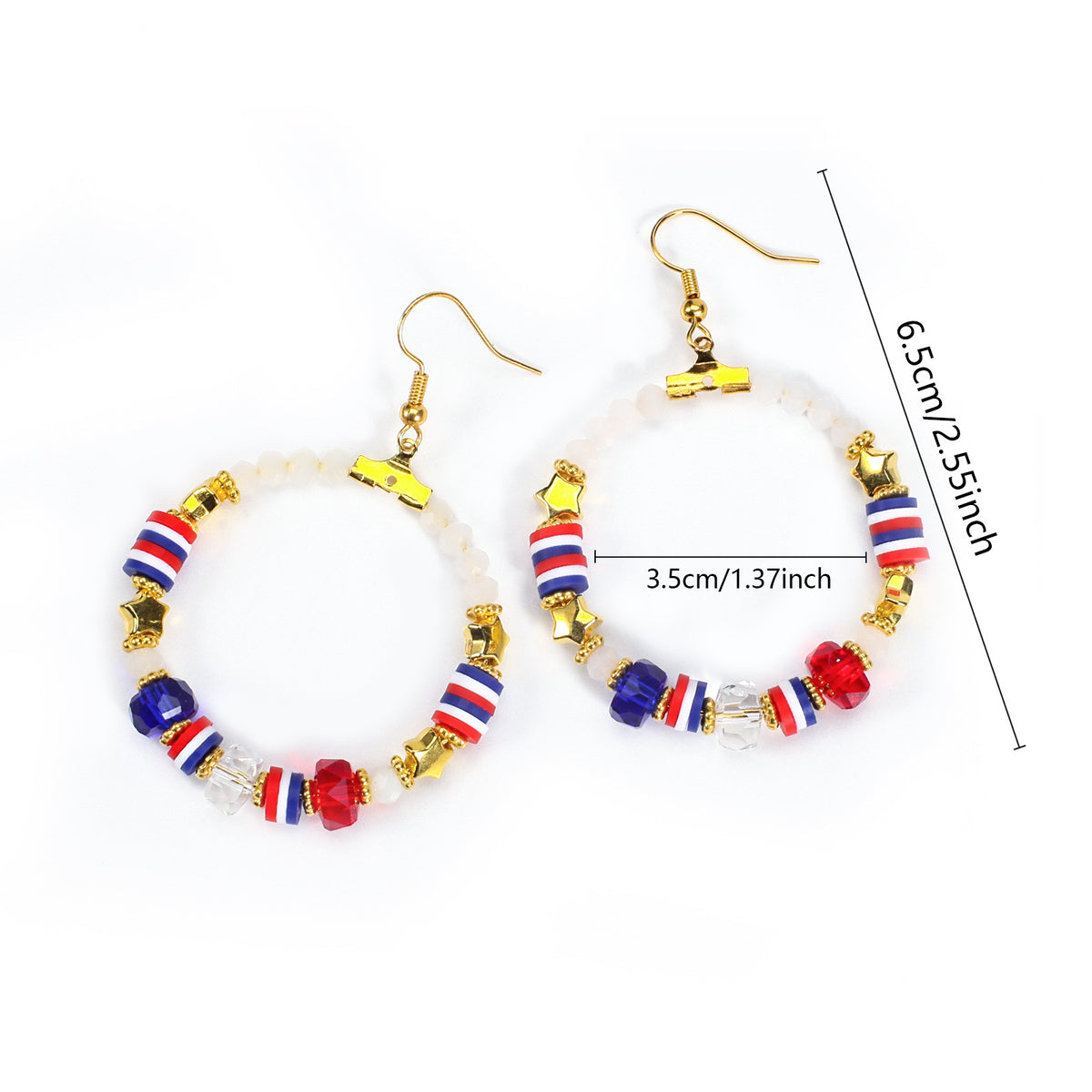 Americana Beaded Hoop Dangle Earrings - Beads-1 - 1