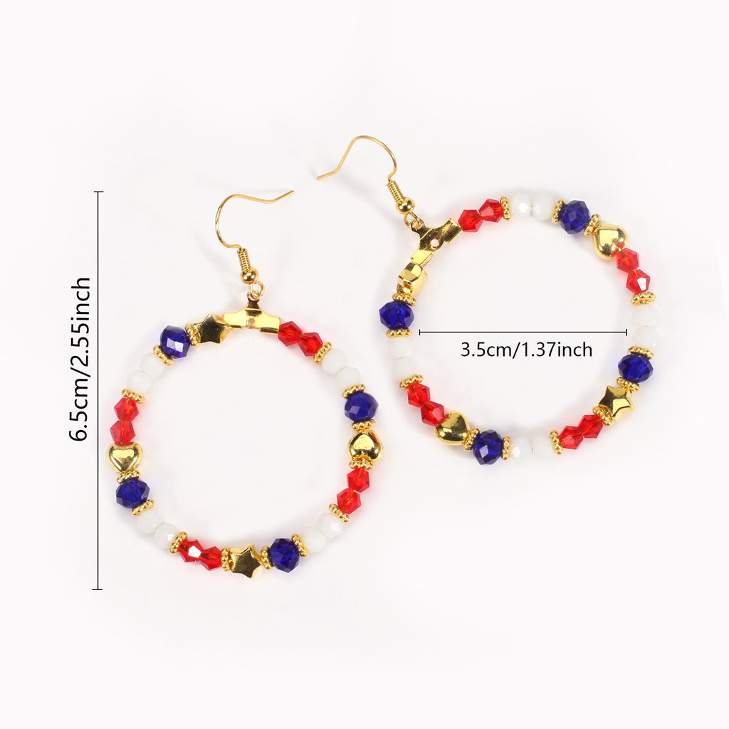 Americana Beaded Hoop Dangle Earrings - Beads-2 - 1