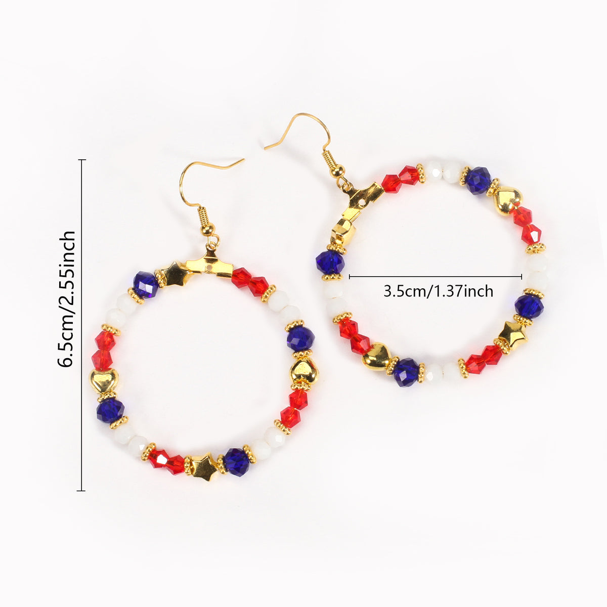 Americana Beaded Hoop Dangle Earrings - Beads-2 - 1