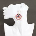 Americana Beaded Hoop Dangle Earrings - Circle