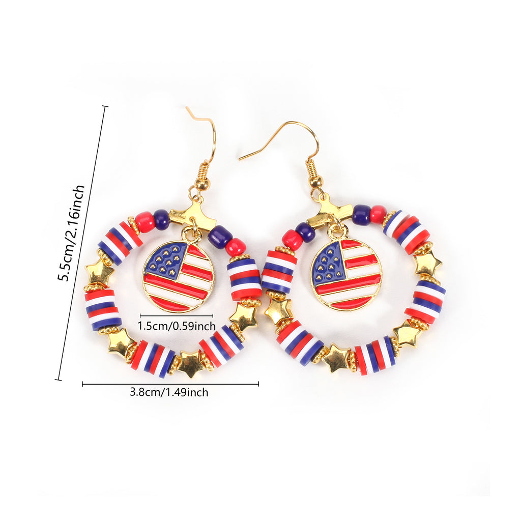 Americana Beaded Hoop Dangle Earrings - Circle - 1