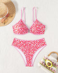 Whipstitch Trim Floral Two Piece Swimsuit - C1