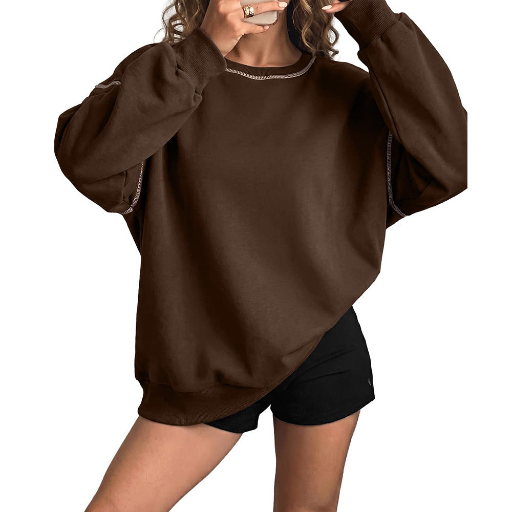 Everyday Drop Shoulder Crewneck Sweatshirt - Coffee
