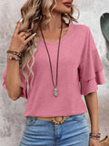Tiered Ruffle Sleeve V Neck Top - Pink
