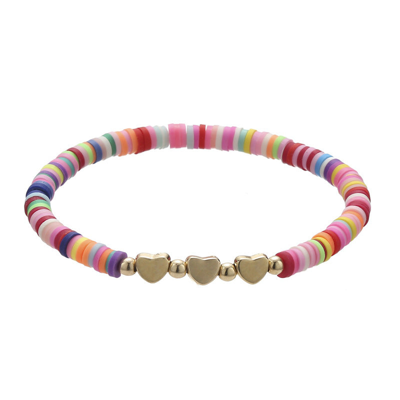 Polymer Clay Heishi Bead Stretch Bracelet - Color_17