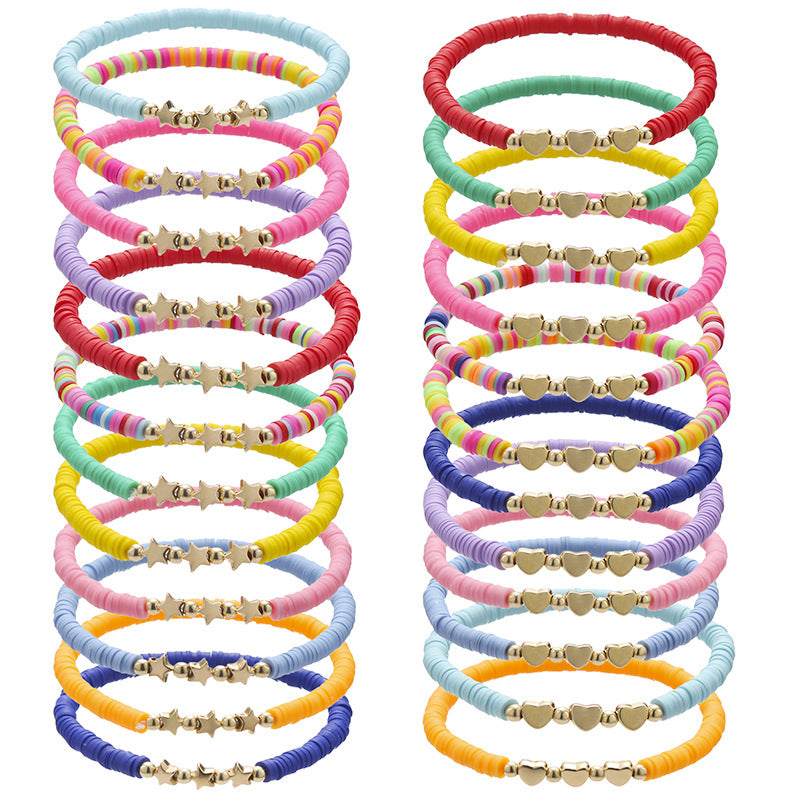Polymer Clay Heishi Bead Stretch Bracelet