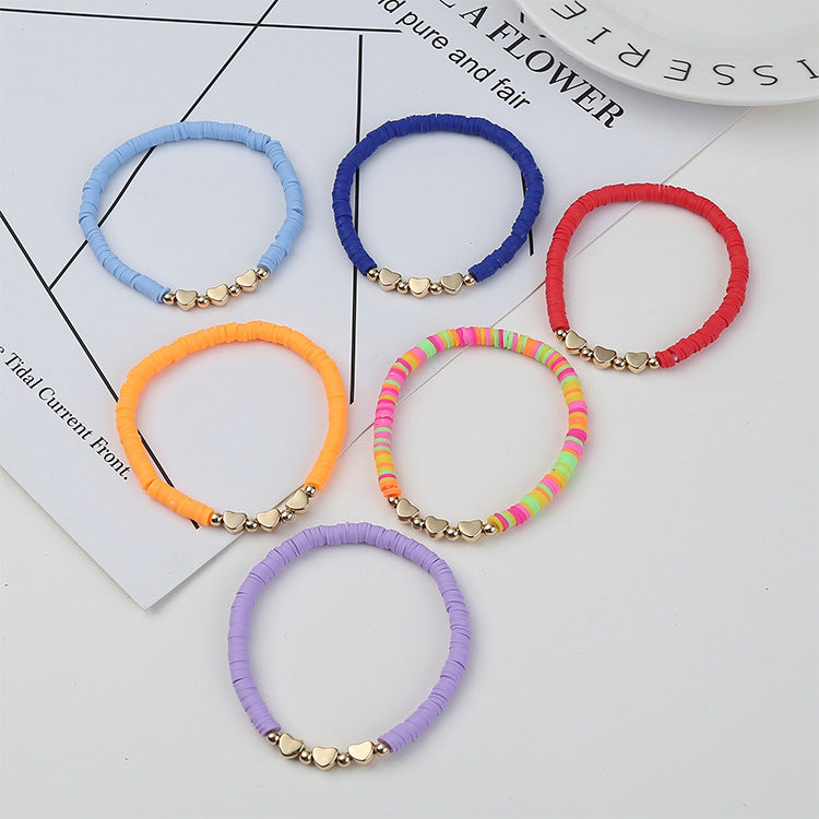 Polymer Clay Heishi Bead Stretch Bracelet - view 1