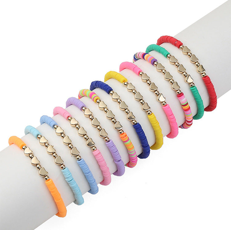 Polymer Clay Heishi Bead Stretch Bracelet - view 3