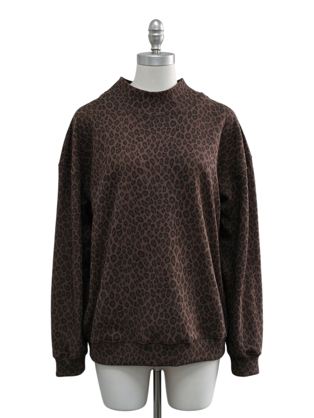 Brown Leopard Print Drop Shoulder Oversized Sweatshirt - Leo - 1