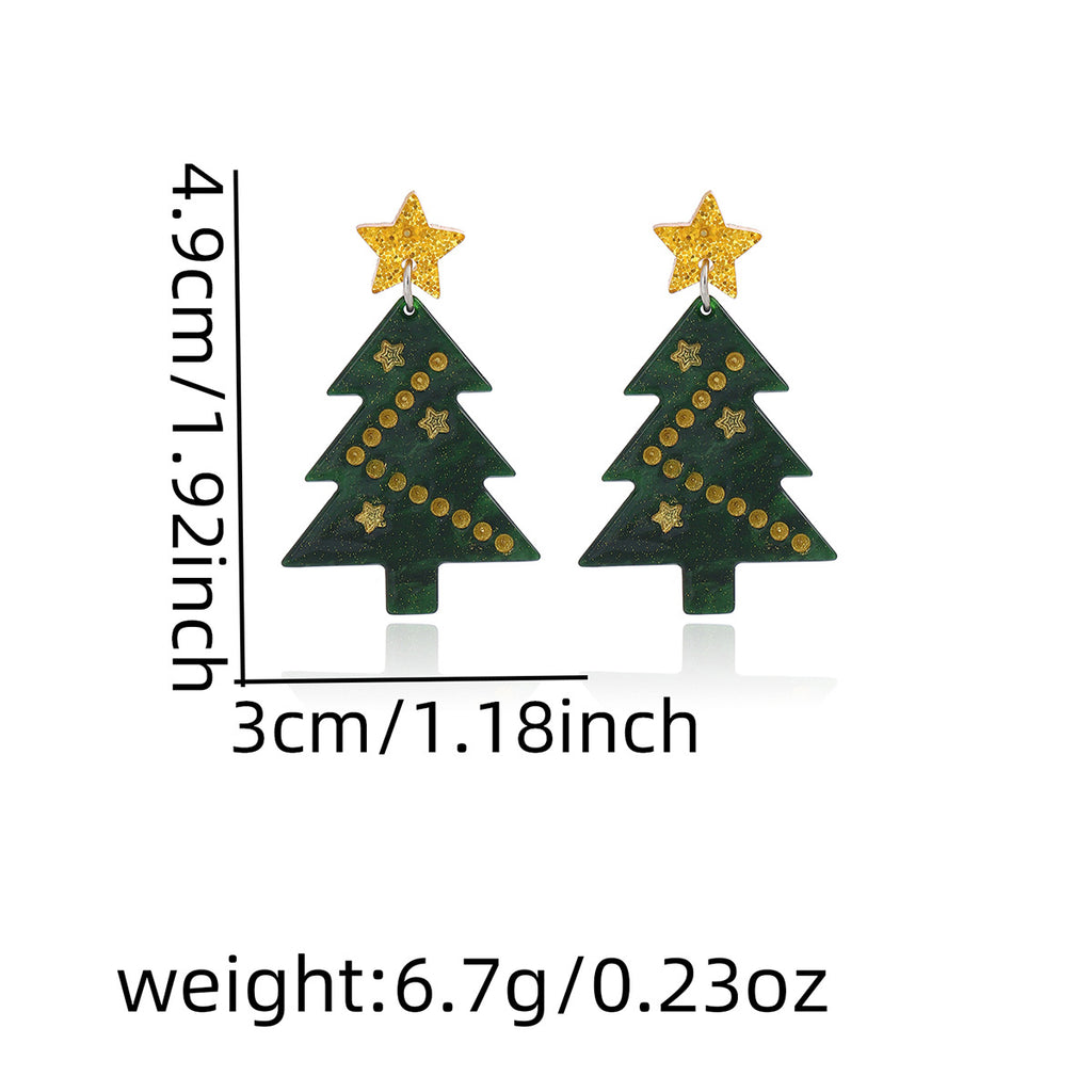 Glitter Star Evergreen Statement Earrings - Green