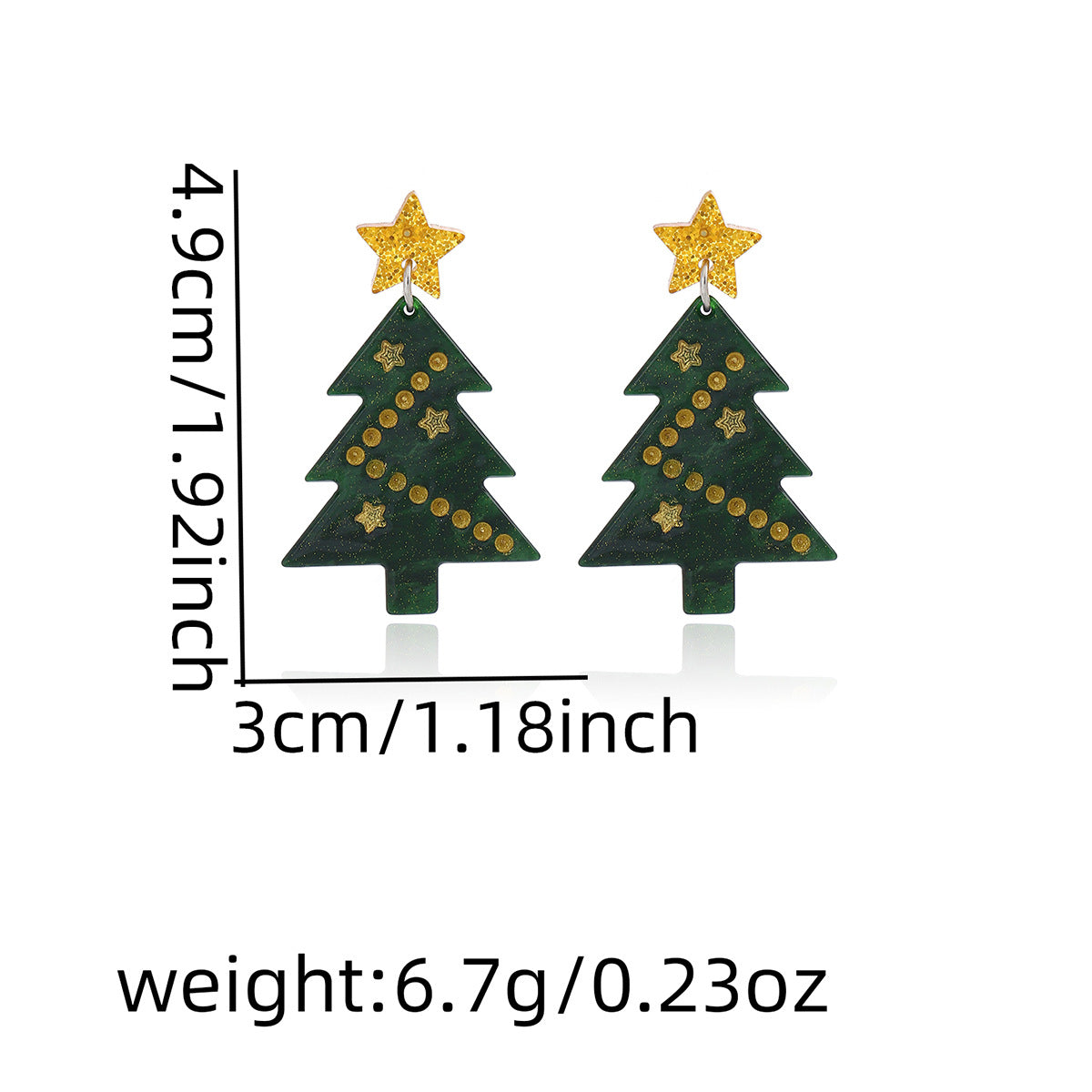 Glitter Star Evergreen Statement Earrings - Green