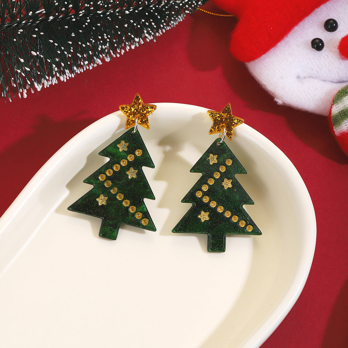 Glitter Star Evergreen Statement Earrings - view 1