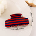 Retro Two-Tone Striped Large Hair Claw Clip - Red_Navy