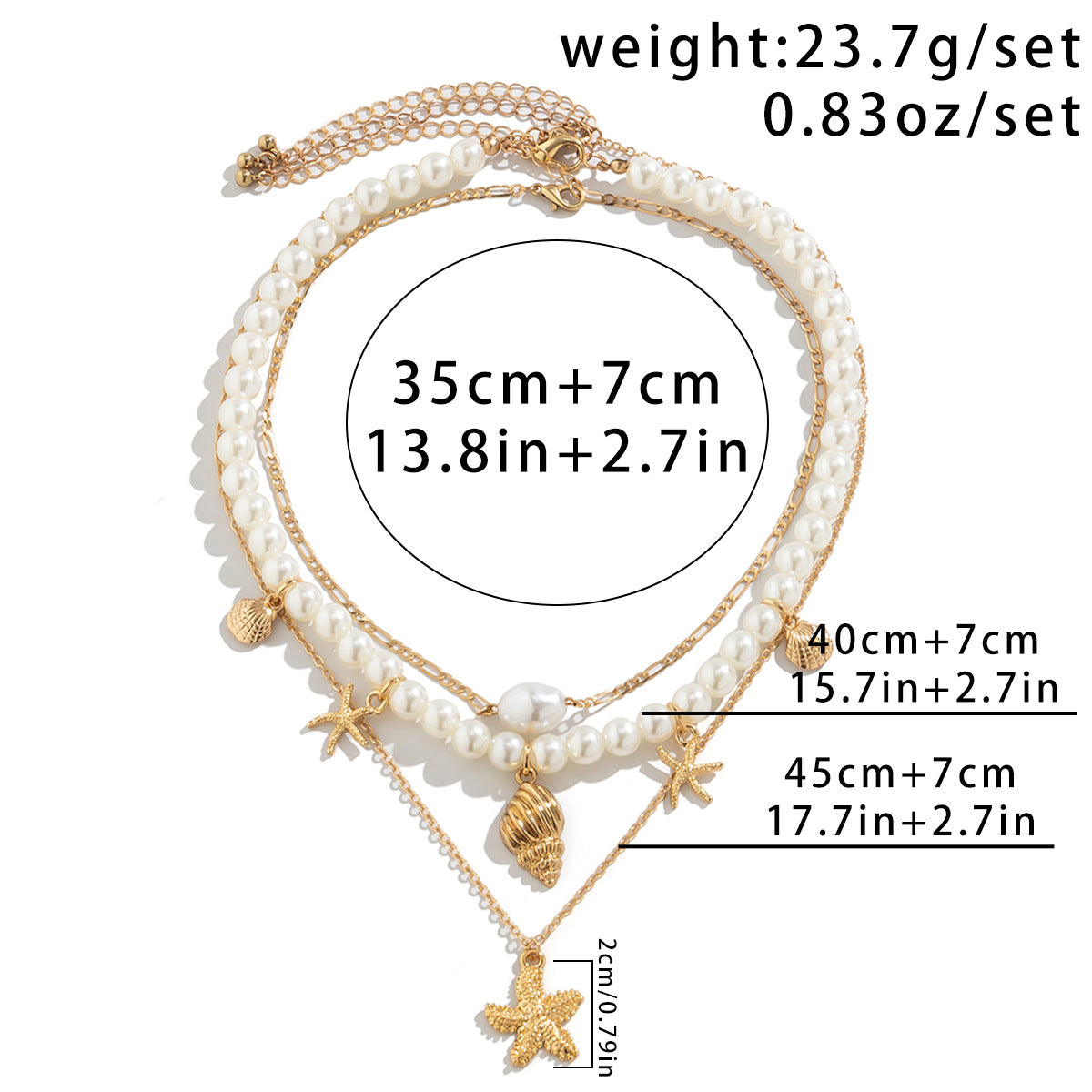 Layered Pearl Cowrie Shell Necklace Set