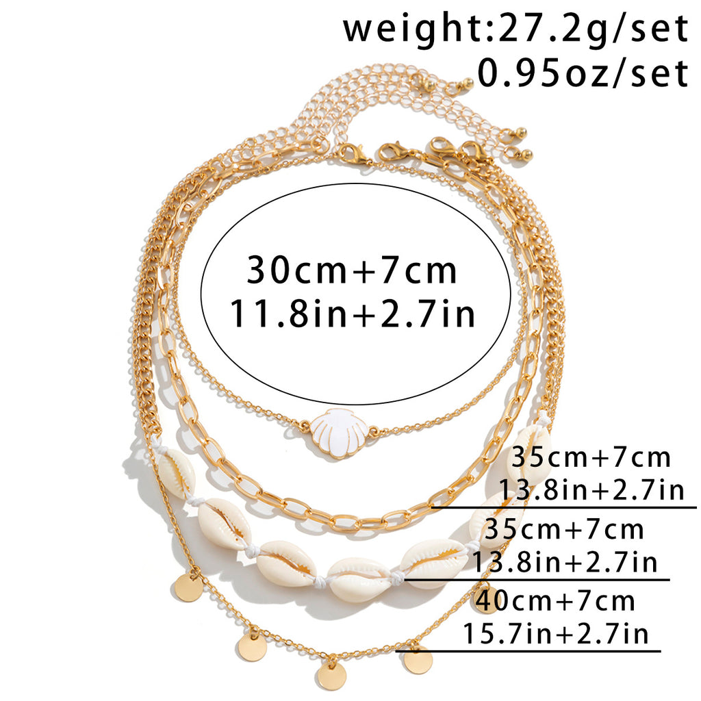 Layered Pearl Cowrie Shell Necklace Set - view 1