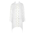 Ladder Cutout Collared Beach Cover Up Shirt - White