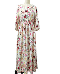 Floral Print Tiered Maxi Dress With Sleeves - Apricot
