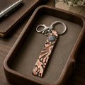 Tooled Leather Western Keychain with Concho Accent - C1