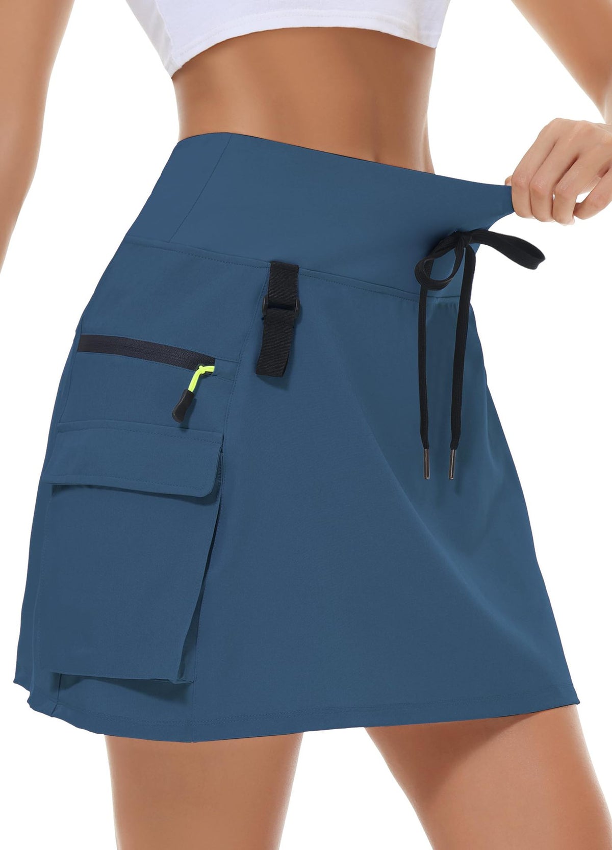 Athletic Cargo Skort With Drawcord Waist - Blue
