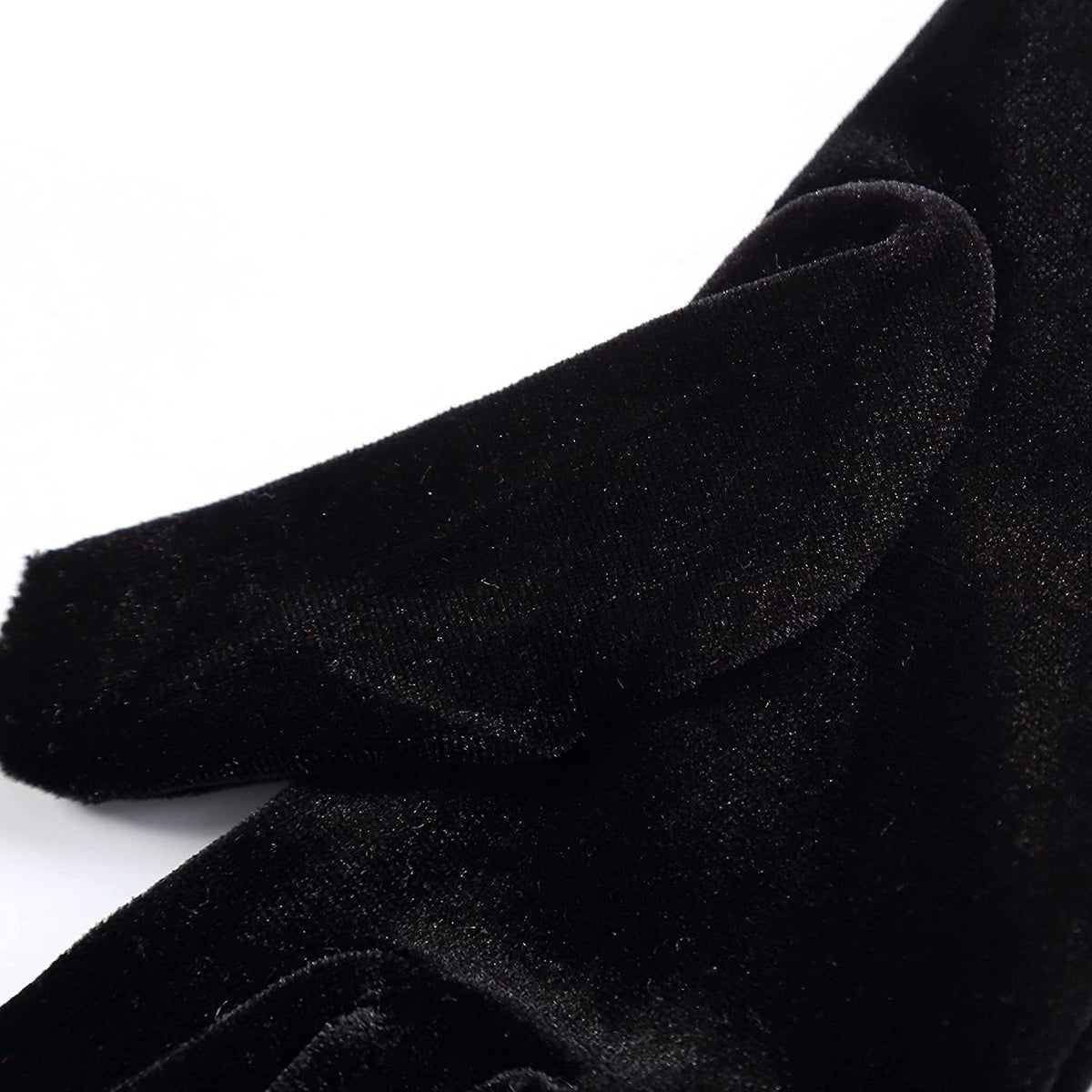 Stretch Velvet Opera Length Gloves - Black - 2