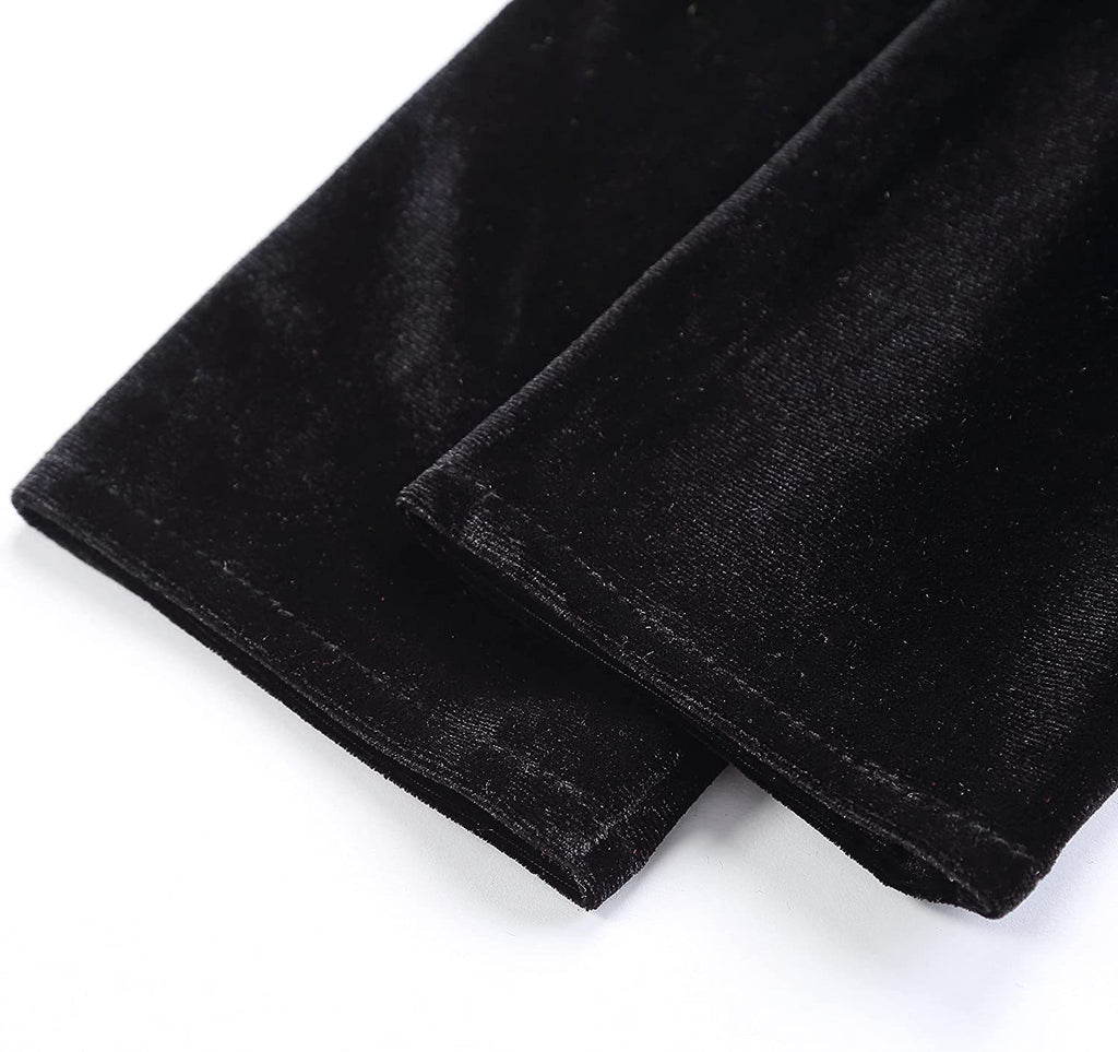 Stretch Velvet Opera Length Gloves - Black - 3