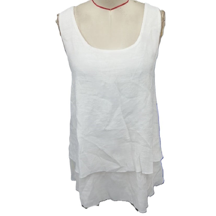 Tiered Hem Scoop Neck Tank Top - Apricot
