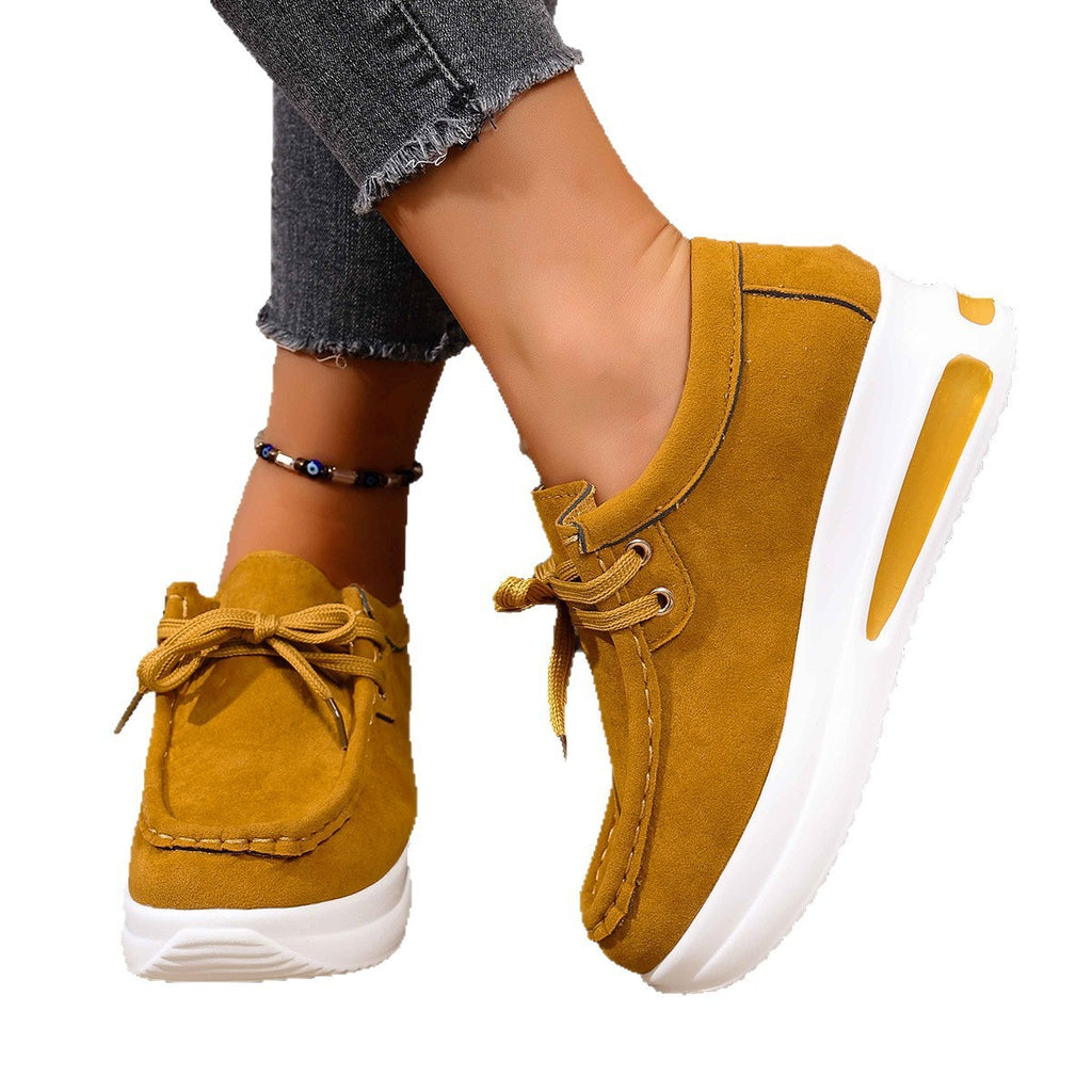 Faux Suede Platform Lace-Up Moccasin Loafers