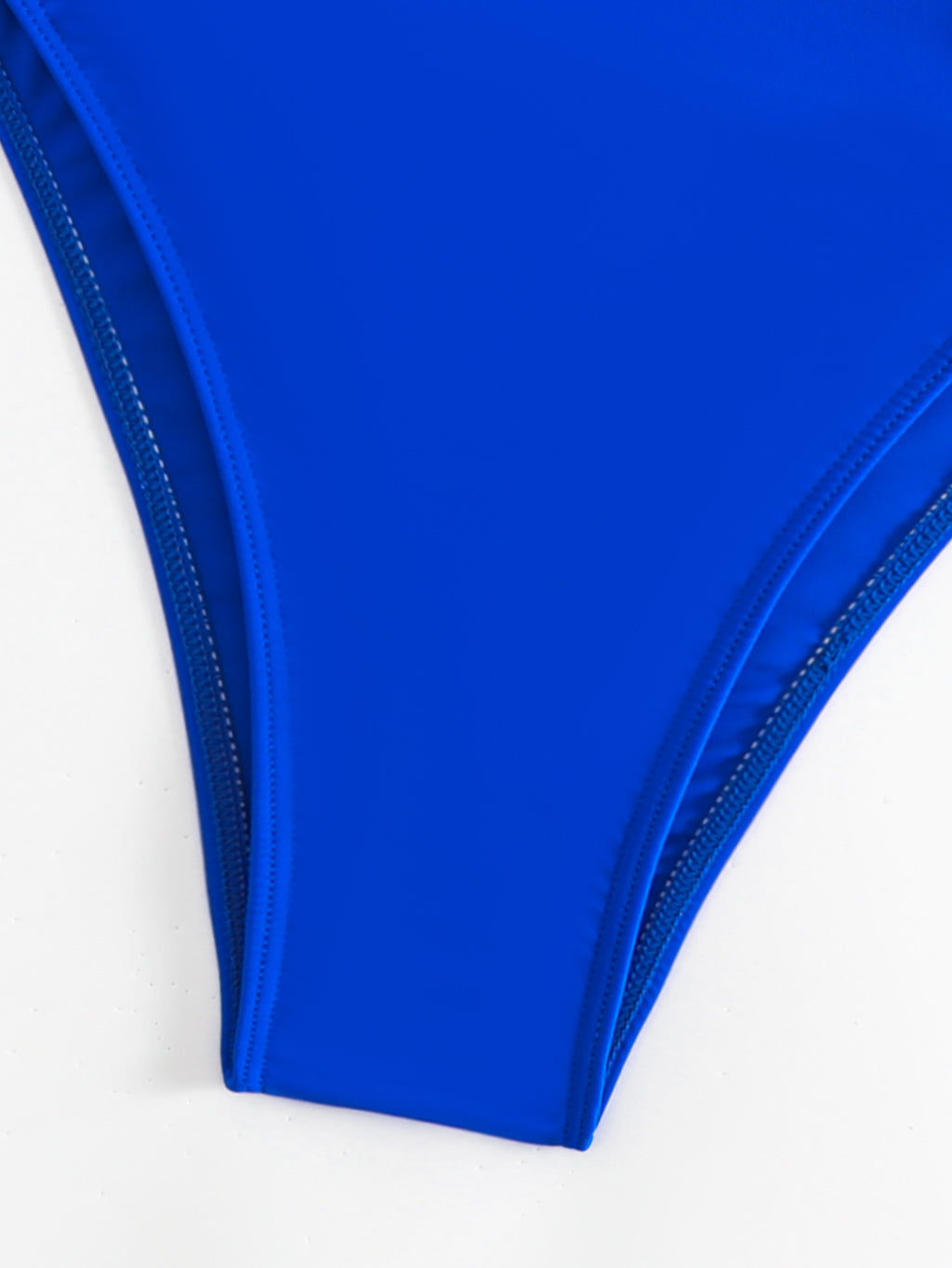 Ruched Side Tie High Leg One Piece Swimsuit - Blue - 4