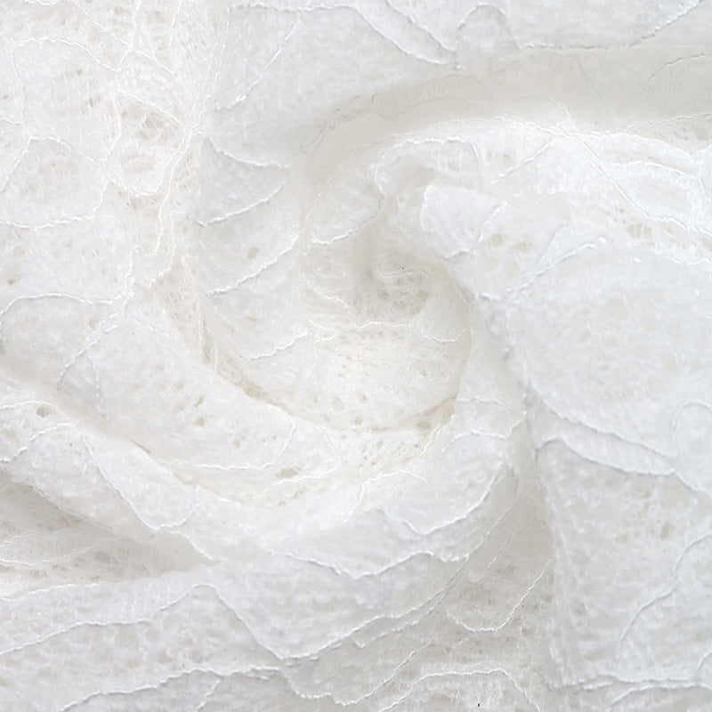 Sheer Lace Frog Button Mock Neck Blouse - White - 2