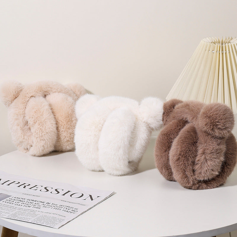 Fuzzy Bear Ear Plush Winter Earmuffs - view 1