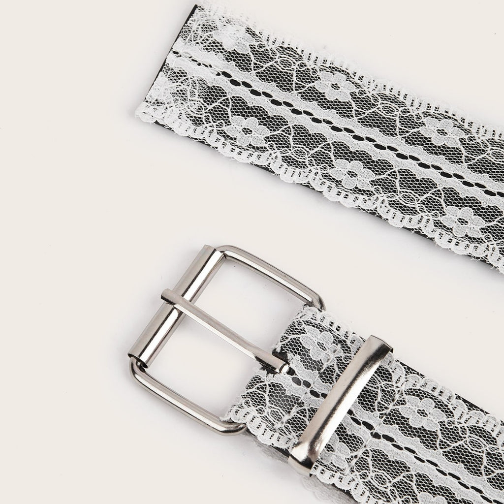Floral Lace Overlay Wide Waist Belt - view 2