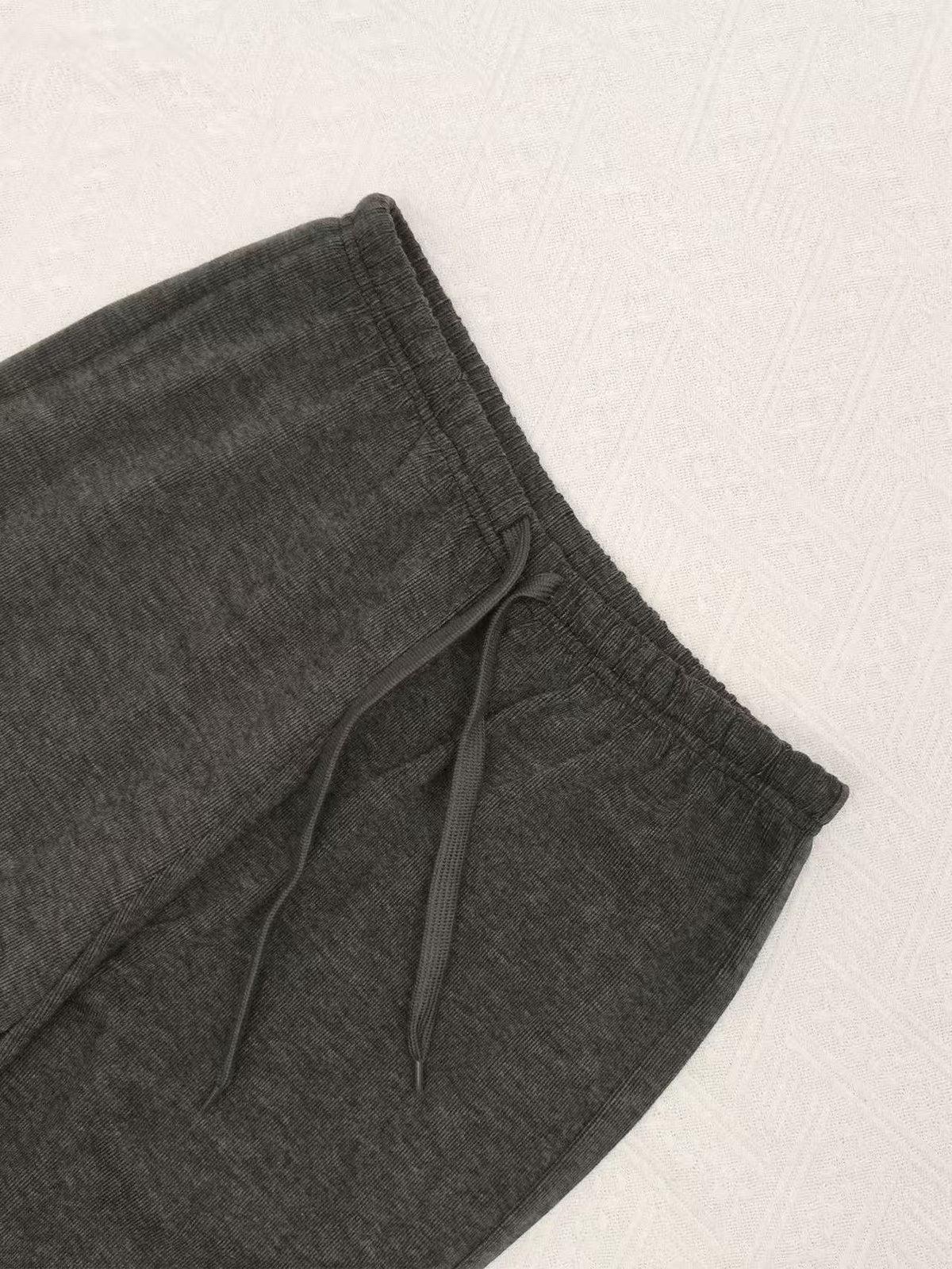 Ribbed Knit Drawstring Lounge Pants - DarkGrey - 5